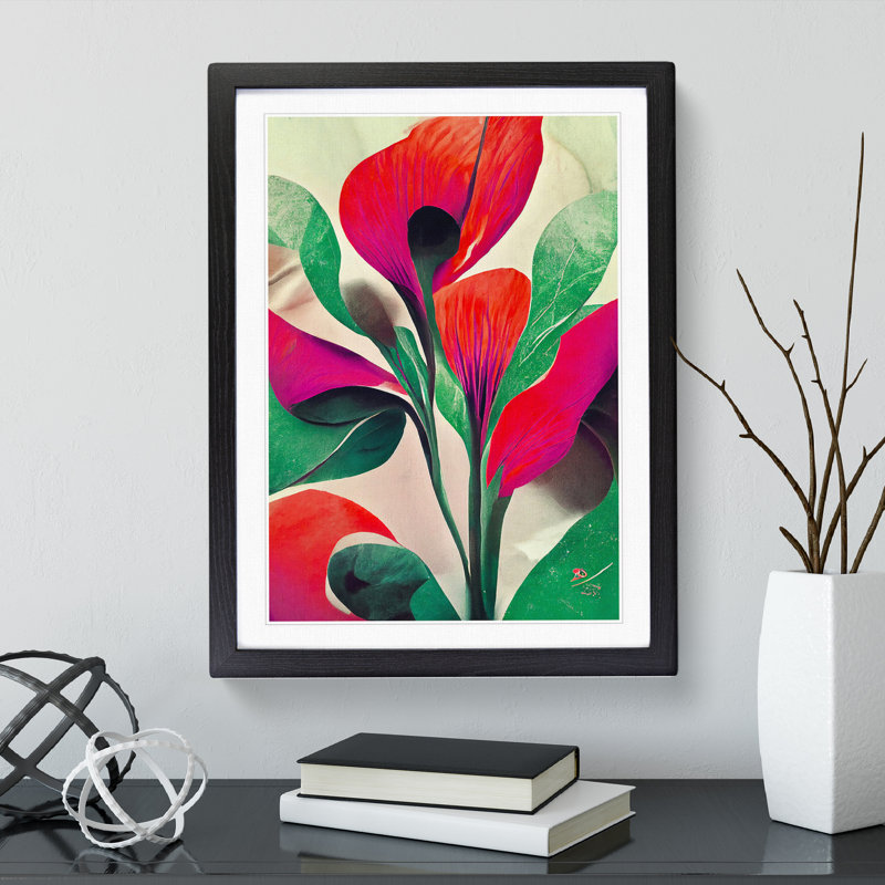 XV1022-505X Amazing Abstract Flowers No.2 - Print, White, 66cm H x 48cm W, Black Framed