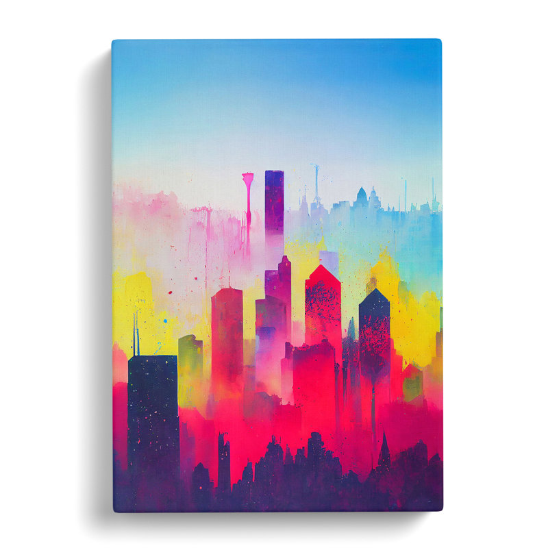 City Skyline In Colour No.1 Abstract - Wrapped Canvas, 60cm H x 40cm W