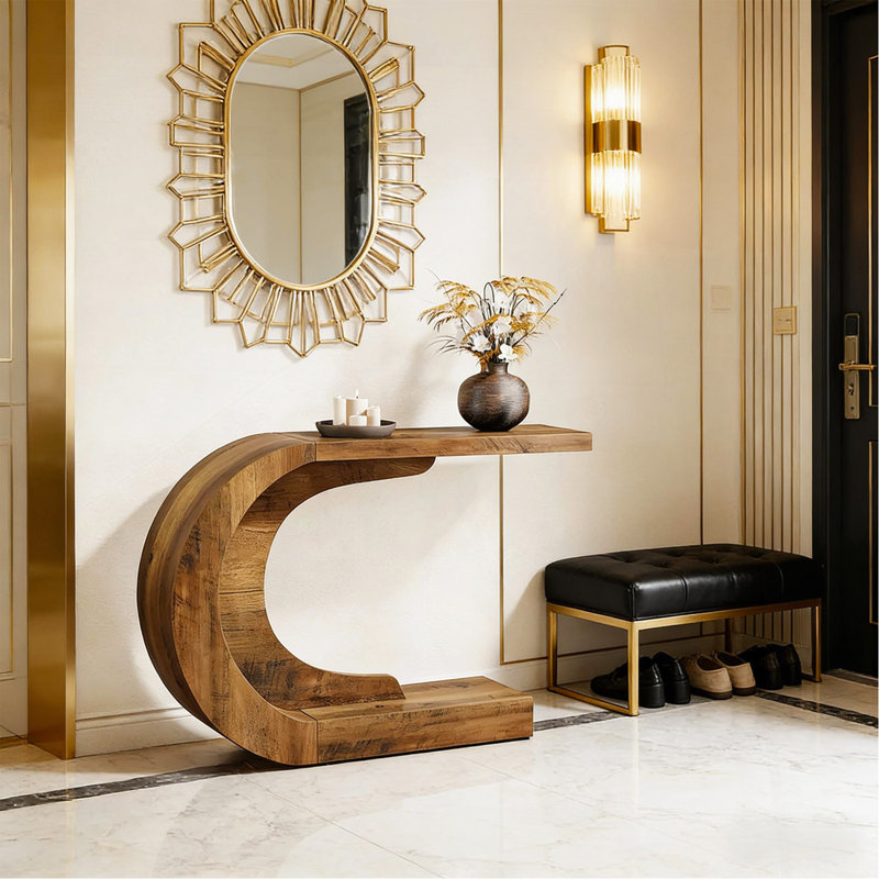 Table de couloir contemporaine, console moderne, table basse en forme de C