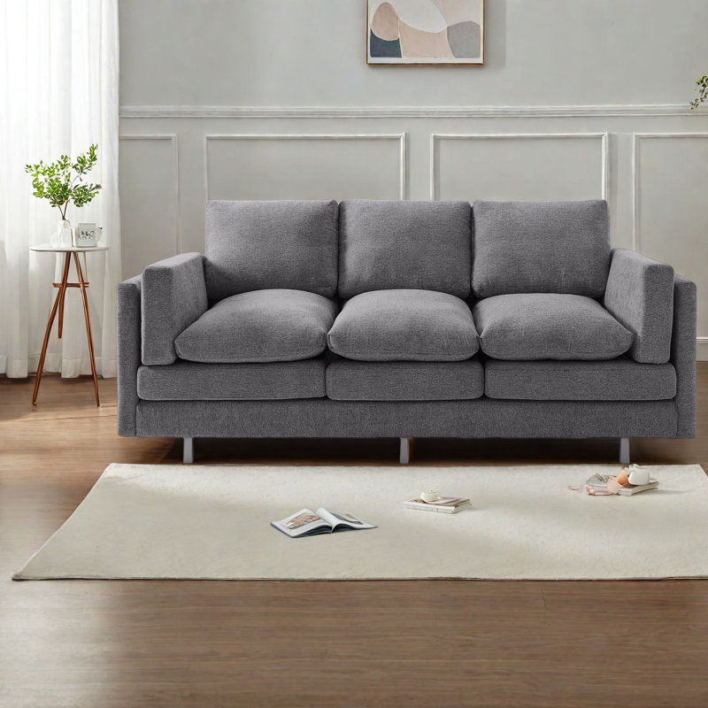 Canapé moderne en chenille 3 places, design ergonomique pour le salon