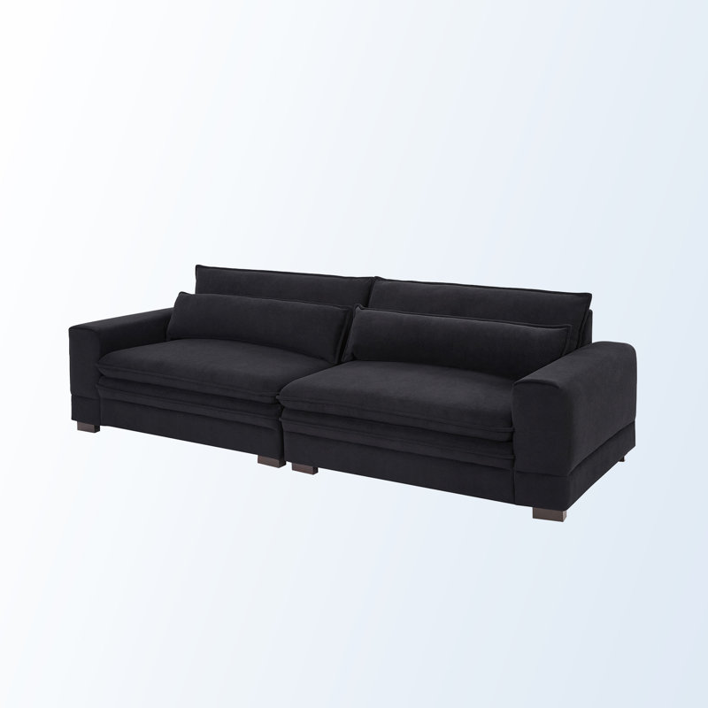 Arqile 104.72" Upholstered Sofa, Black Polyester