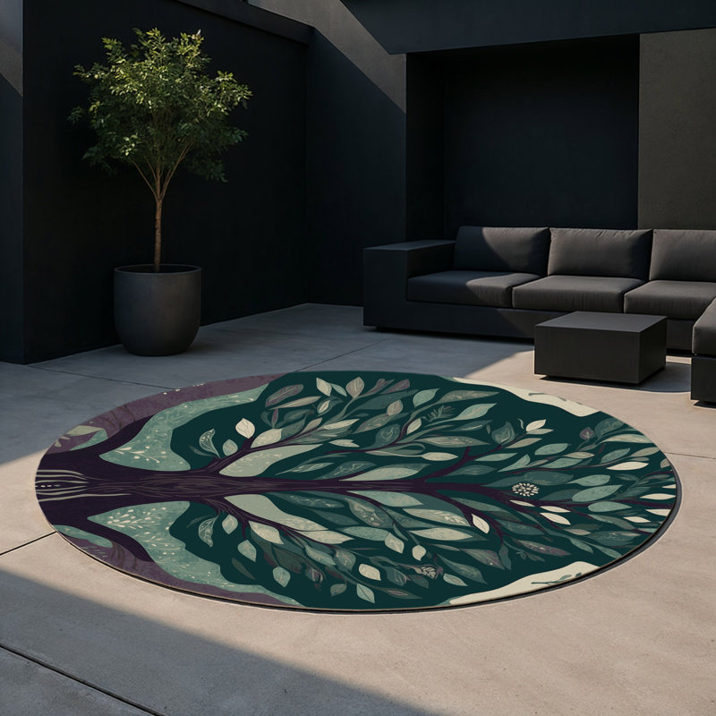 Tapis intérieur et extérieur Midnight Arbor, Rond 5 pi
