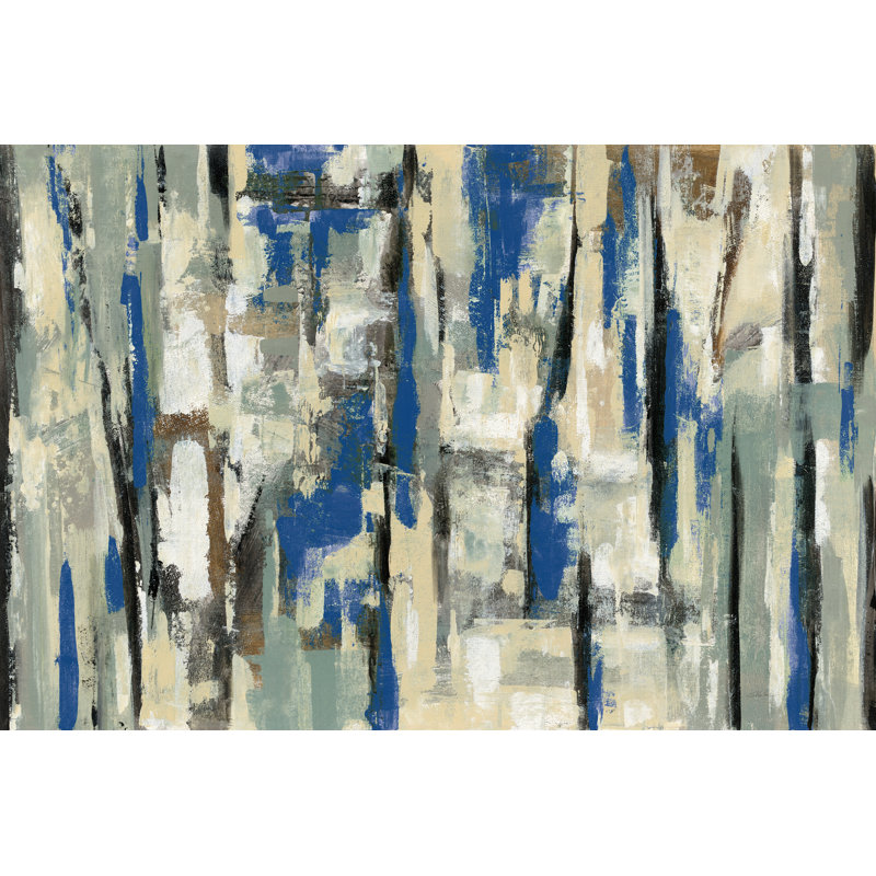 Spring Stripes Blue - Wrapped Canvas Painting, 61cm H x 91cm W x 3.8cm D