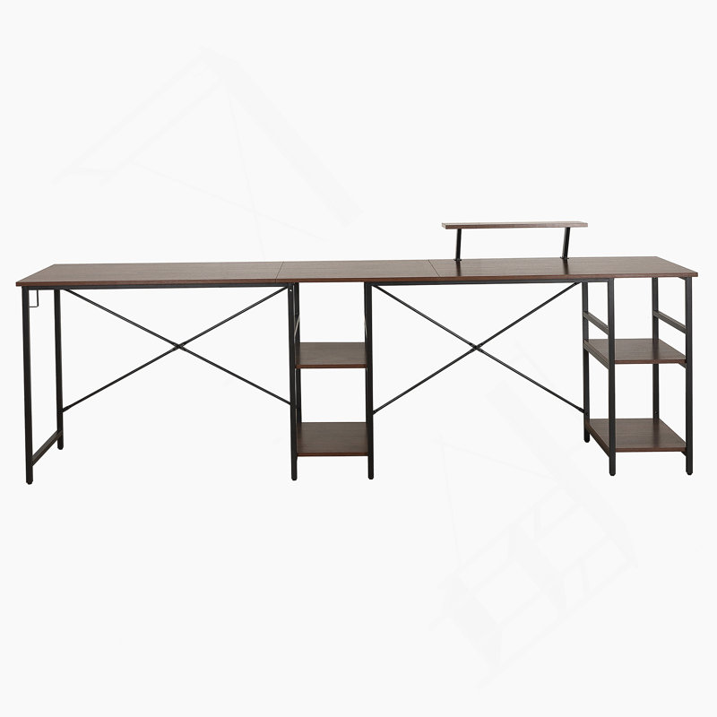 Bureau en L avec tablettes de rangement