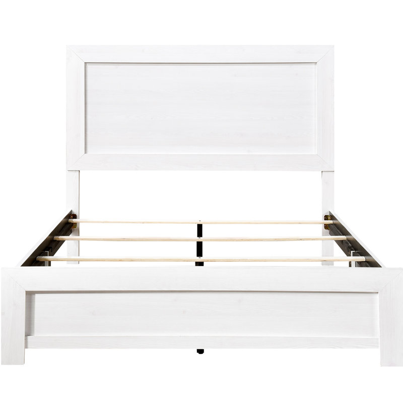 Lit pour grand lit avec finition blanche et matériaux en bois, tête de lit, rails, fini, fait de, Blanc, Grand lit