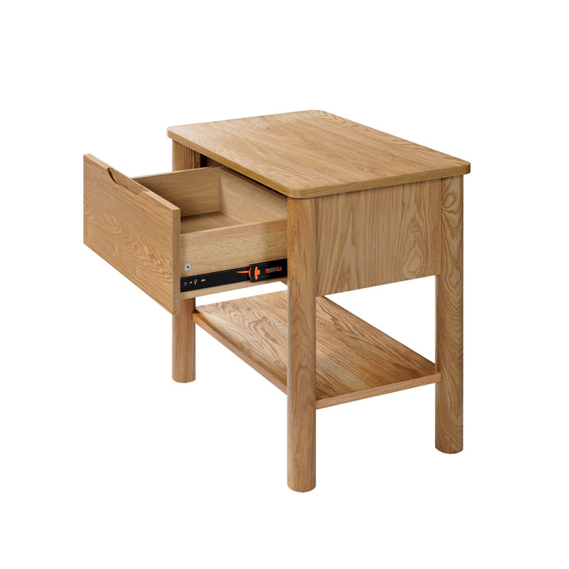 Ardin 1 Drawer Solid Wood Natural Nightstand, Natural