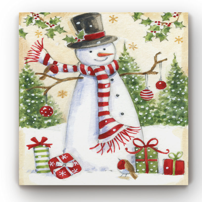Bonhomme de neige - impression sur toile tendue, H 40 po x l 40 po x P 1 po