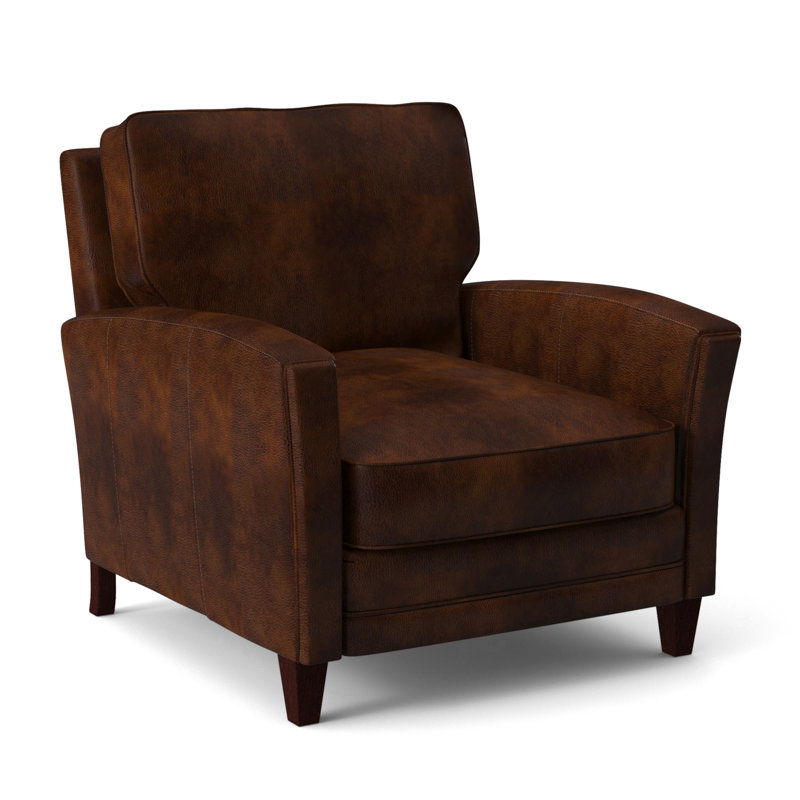 Fauteuil Zion de 93,98 cm de large, Acajou, Cuir véritable cacao d'Anilina