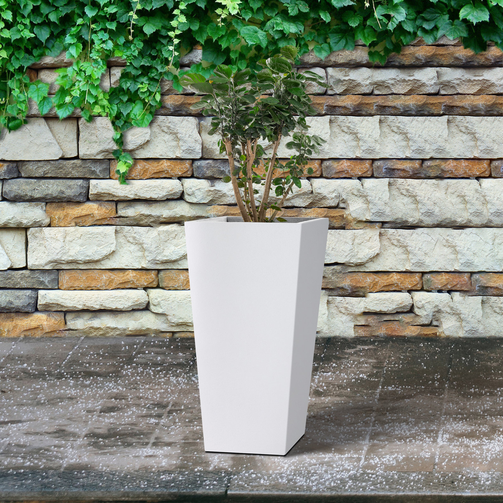 Tali 13" Rectangular Pot Planter, Pure White, 1