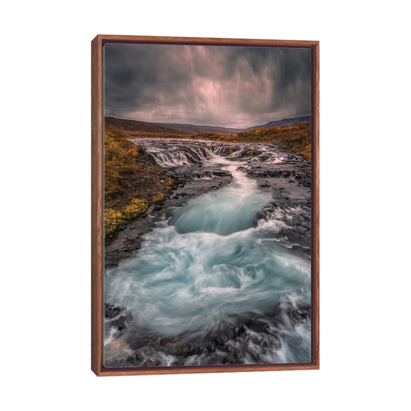 Bruarfoss by Larry Deng - Floater Frame Print on Canvas