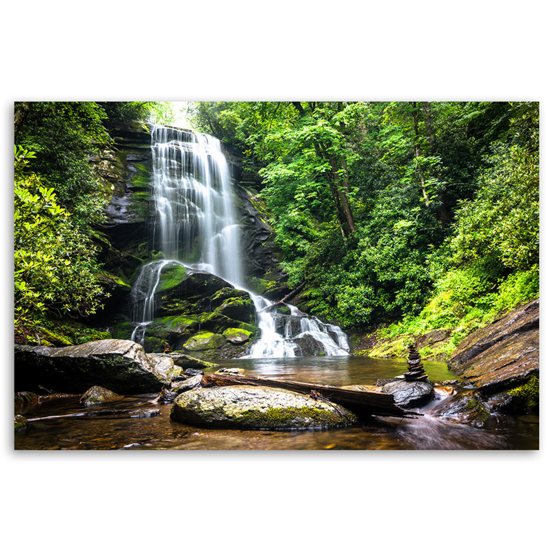 Waterfall In The Green Forest - No Frame Print on Canvas, 70cm H x 100cm W