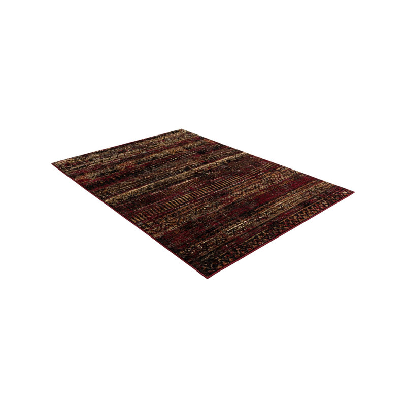 Blakely Geometric Area Rug in Burgundy/Brown/Black, Rectangle 5'3" x 7'1"