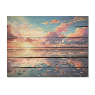 «Neo Impressionism Infusé Sky Reverie I», art sur bois de pin naturel