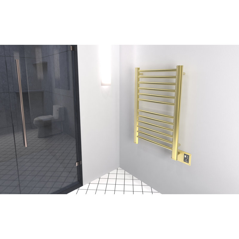 Chauffe-serviettes électrique mural Sirio (contrôleur non inclus), Laiton satiné, H 42,75 po x l 21,5 po x P 4,75 po