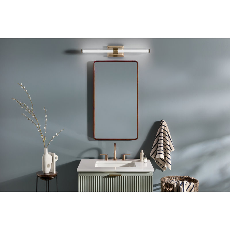 Barre de salle de bain 31 po à DEL avec verre transparent 31 po, Bronze