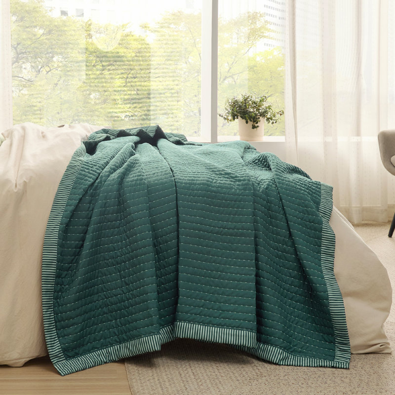 Bedsure Bedspread Coverlet Lightweight Soft Quilt Bedding Set, Corduroy Pattern Quilt Set, Mallard Green