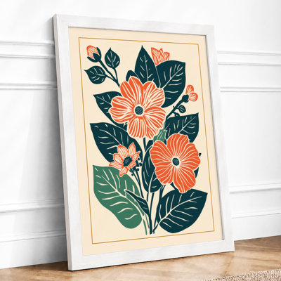 Teal Daisy Botanical - Framed Print
