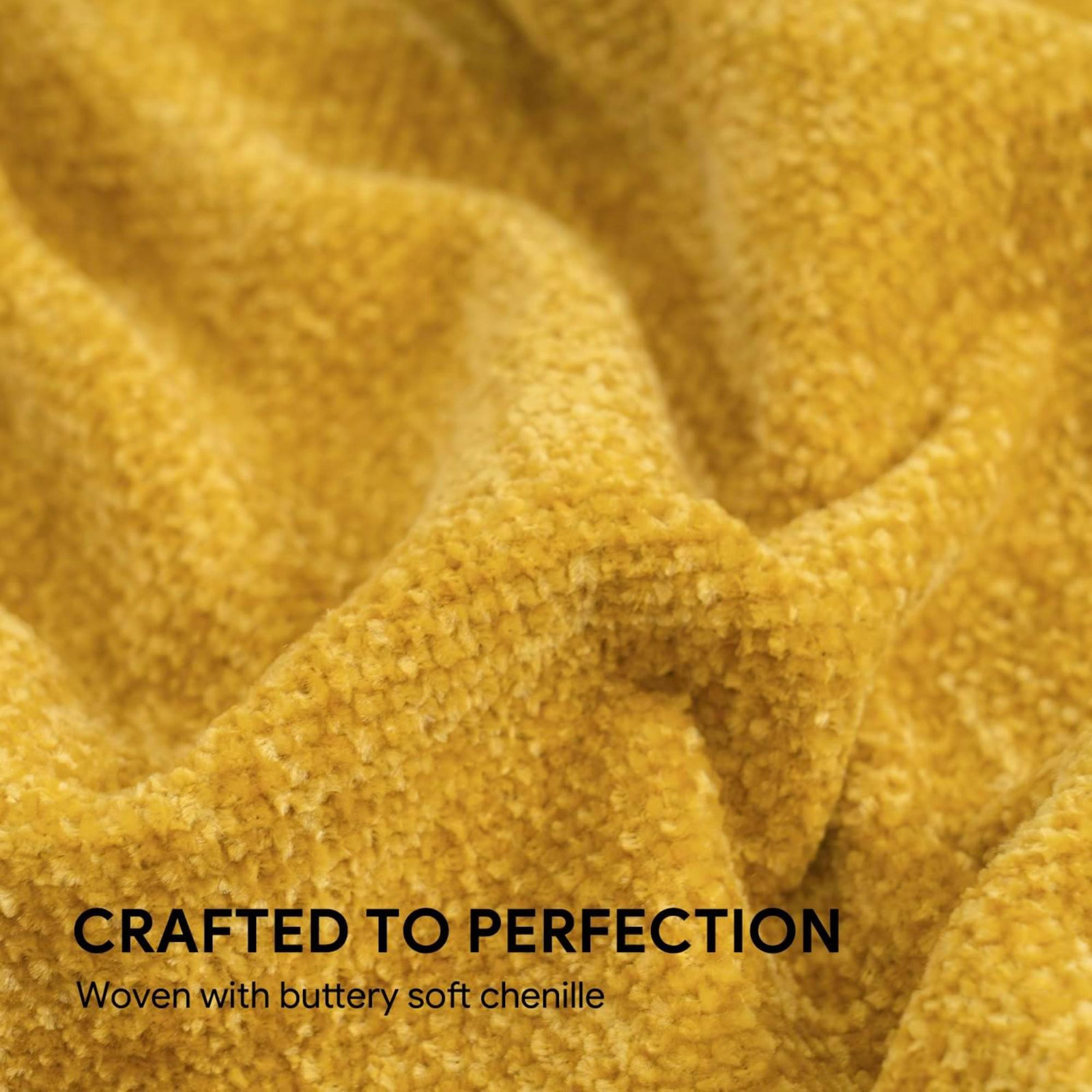 Soft Chenille Throw Blanket, 60" L x 50" W, Mustard Yellow
