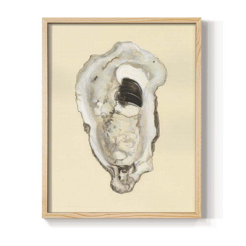 Impression encadrée sépia Oysters III - bois massif, Natural, H 15 po x l 12 po