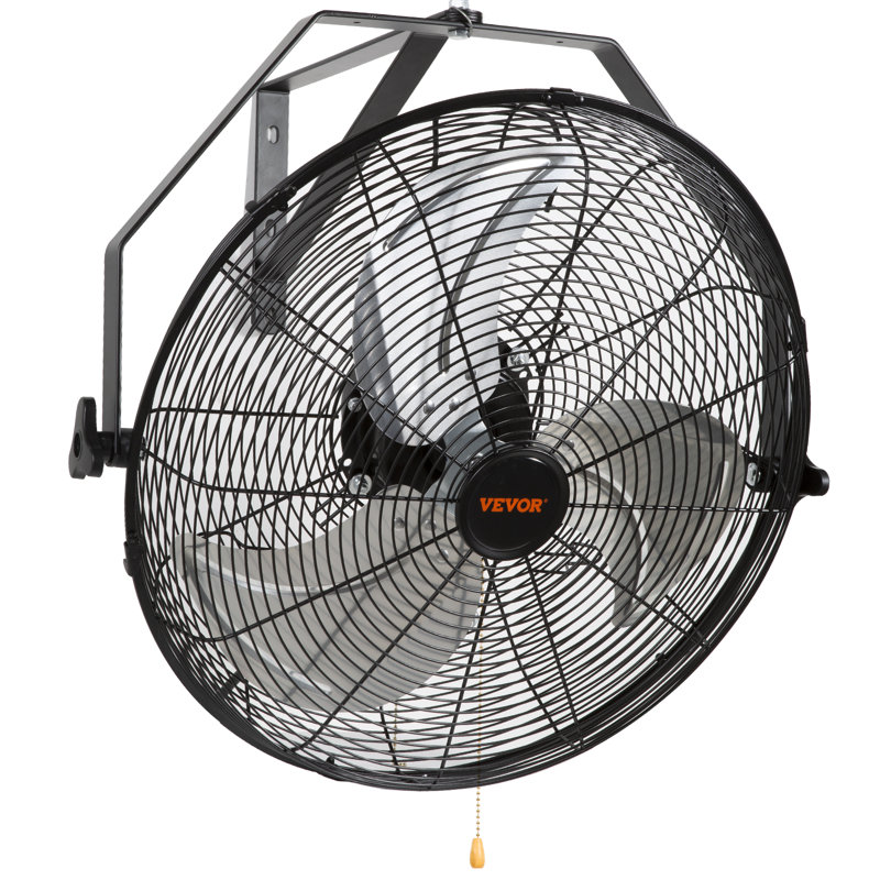 VEVOR 18'' Black Industrial Wall Mount Fan with Aluminum Blades