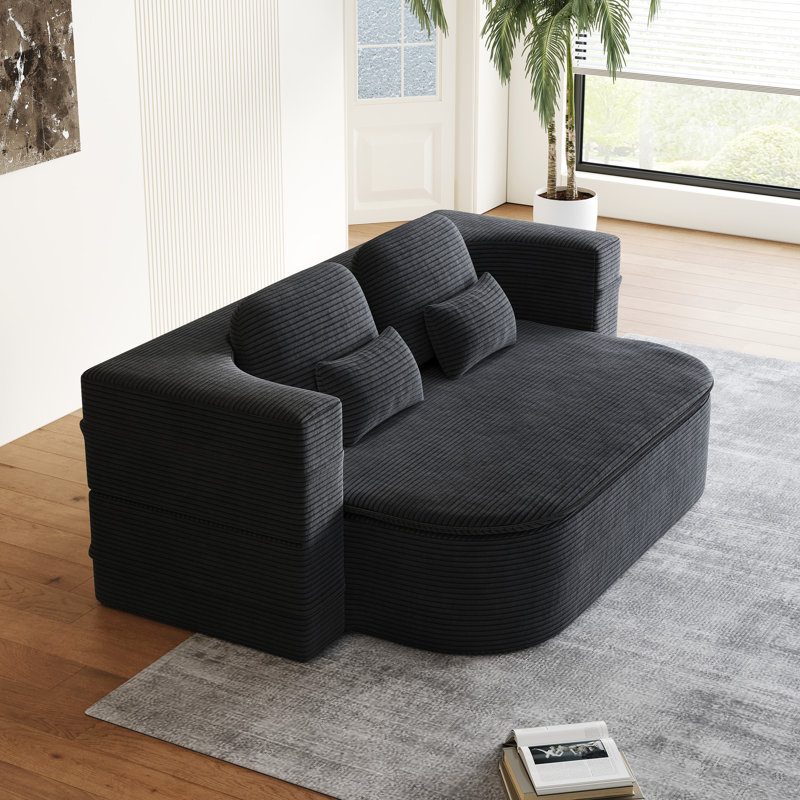 Lit escamotable 75 po en velours côtelé 21 po avec tissu respirant et coussin antidérapant, pour le salon