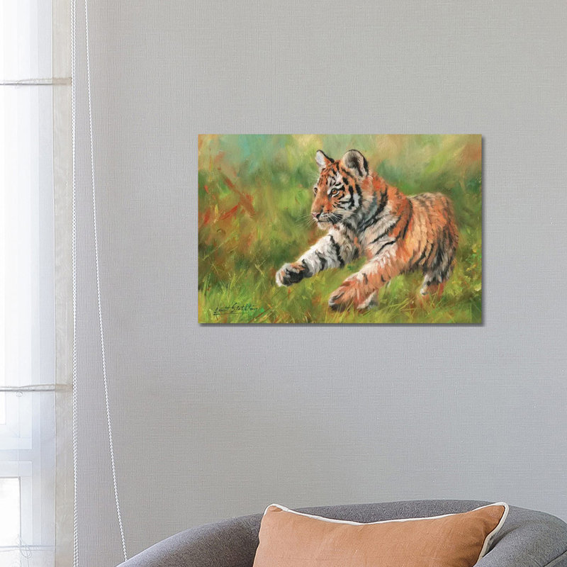 Tiger Cub Running by David Stribbling - Wrapped Canvas Gallery-Wrapped Canvas Giclée, 66.04 cm H x 45.72 cm W x 1.91 cm D