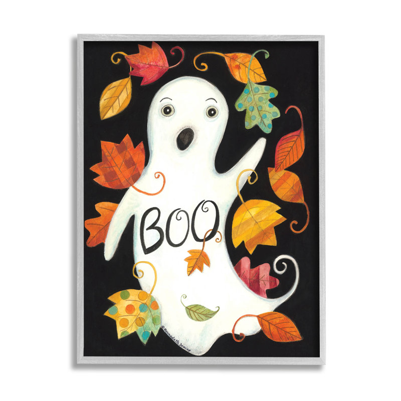 Motif fantôme rétro Boo à -135, H 14 po x l 11 po x P 1,5 po, Estampe numérique Farmhouse