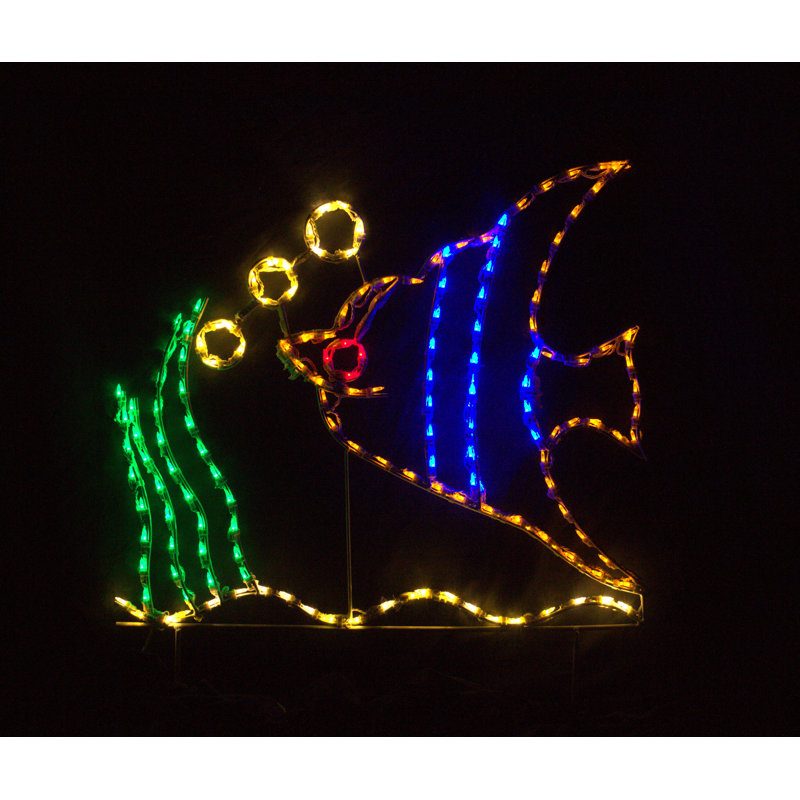 Angelfish With Bubbles Nautical Holiday Lighted Display