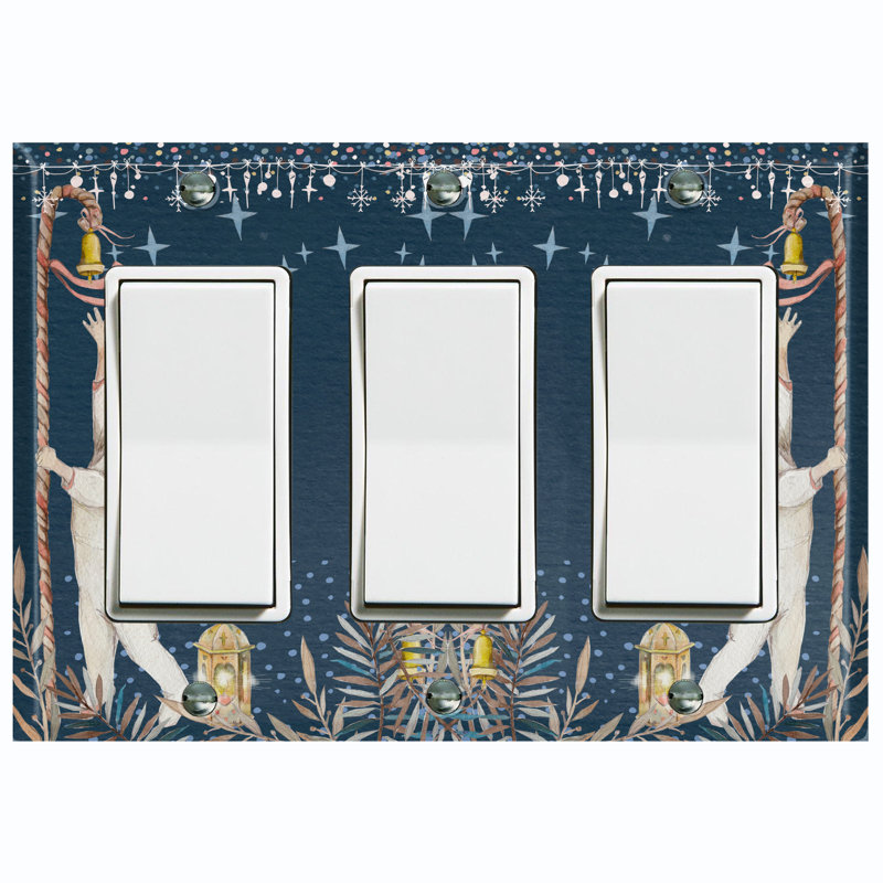 Plaque murale berçante 3 étoiles Angel Twins, Bleu / beige / ivoire