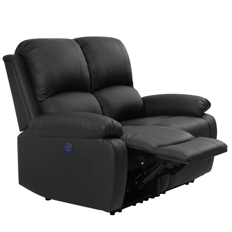 Angelastro Faux Leather Reclining Sofa, Black