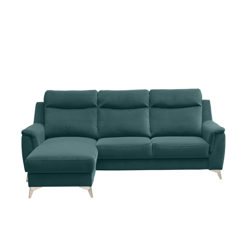 Izola 3 Seater Velvet Sofa Bed, Left Hand Facing, Azure