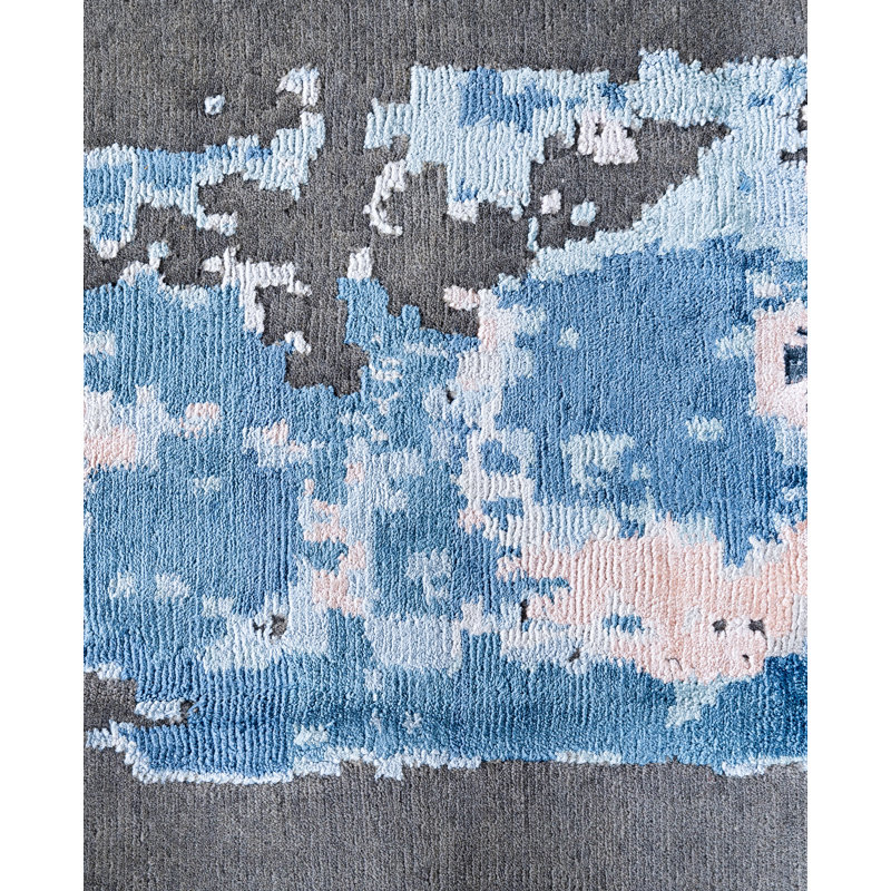 Tapis unique noué à la main gris Richey 9 pi 0 po x 12 pi 3 po