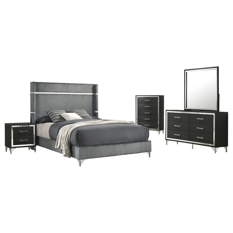 Ensemble de chambre avec très grand lit 5 pièces Clanton, Très grand