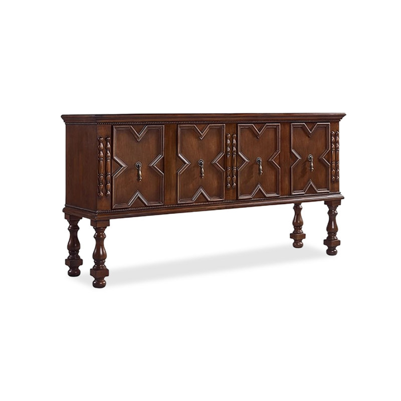 Walnut Finish Solid Wood Rectangular  Four Door Sideboard Cabinet, 60.63"W*15.75"D*33.86"H