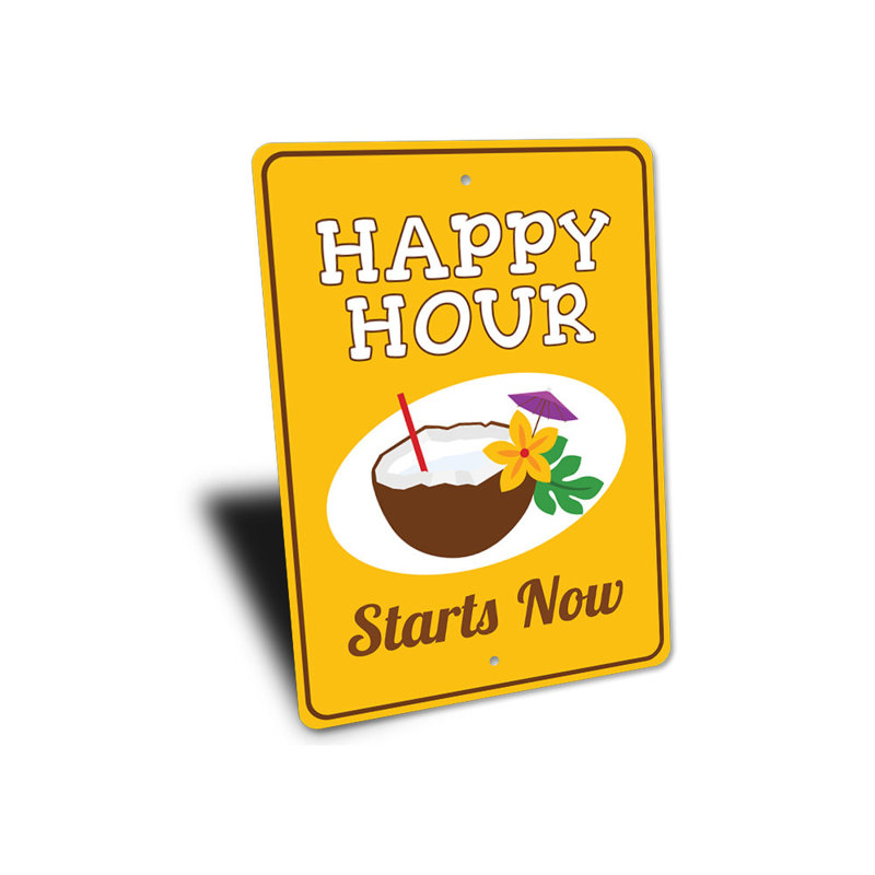 Panneau Happy Hour en aluminium, H 18 po x l 12 po x P 0,06 po