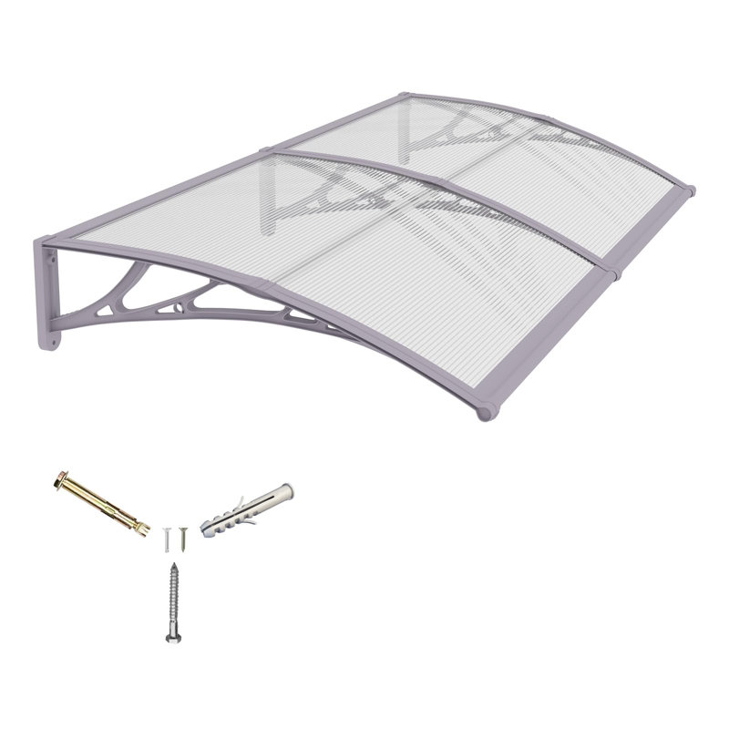 Polycarbonate Door & Window Canopy Awning, UV-Resistant Outdoor Shelter with ABS Brackets for Porch, Patio & Entrance, Rain & Snow Protection