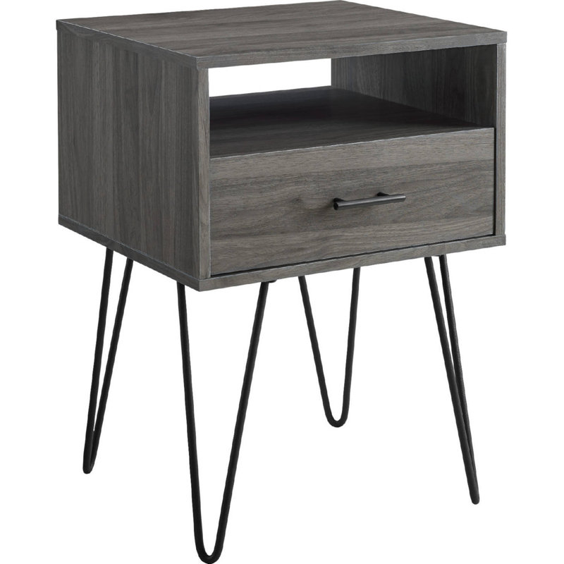Biskoupky 45cm W Manufactured Wood Bedside Table, Grey