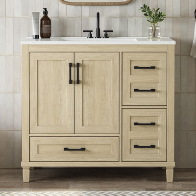 Adria 36" Freestanding Single Bathroom Vanity With Solid Surface Composite Top