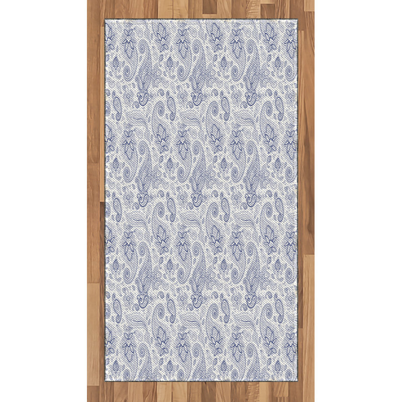 Tapis décoratif à motif de fibres longues en polyester à haute densité Paisley, Rectangle 2 pi 7 po x 5 pi