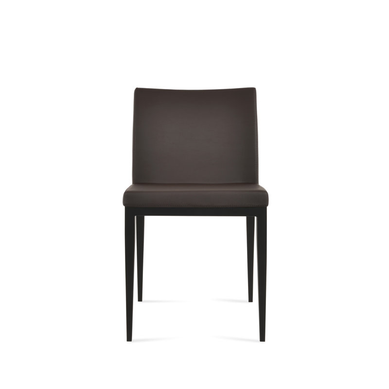 Aria MW Side chair, Brown PPM Faux Leather, Black