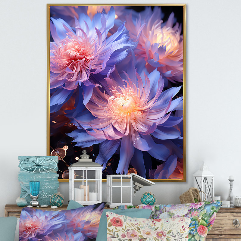Impression sur toile Dreamy Mauve, Cadre flottant doré, H 40 po x l 30 po x P 1,5 po