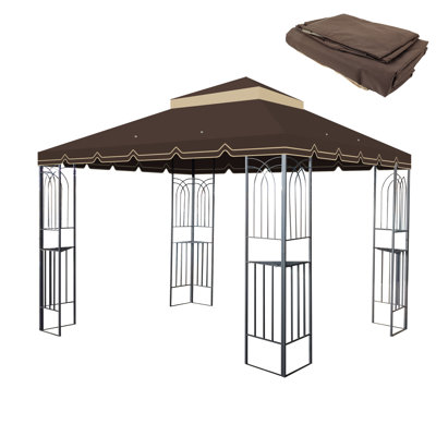 Auvent de remplacement pour abri de jardin 10 x 10 pi - à deux niveaux, protégé, hydrofuge, enveloppant, housse brune, imperméable, serrant