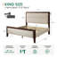 Lit plateforme en bois massif avec tête de lit tapissier, beige-133709656-133709659