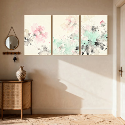 Plantes et fleurs, aquarelle florale, ensemble de 3 reproductions d'art sur toile