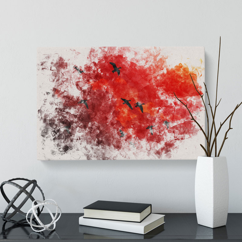 Migratory Geese - Wrapped Canvas Print, 60cm H x 91cm W x 3cm D