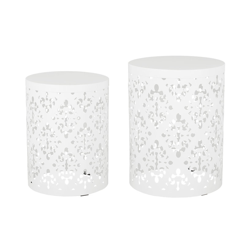 Metal S/2 End Table(Only Including Table), White