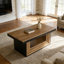 Table basse 47 po avec tablette ouverte 47 po pour salon moderne, table centrale, finition deux tons
