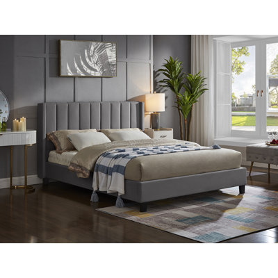 Lit plateforme en tissu d'ameublement