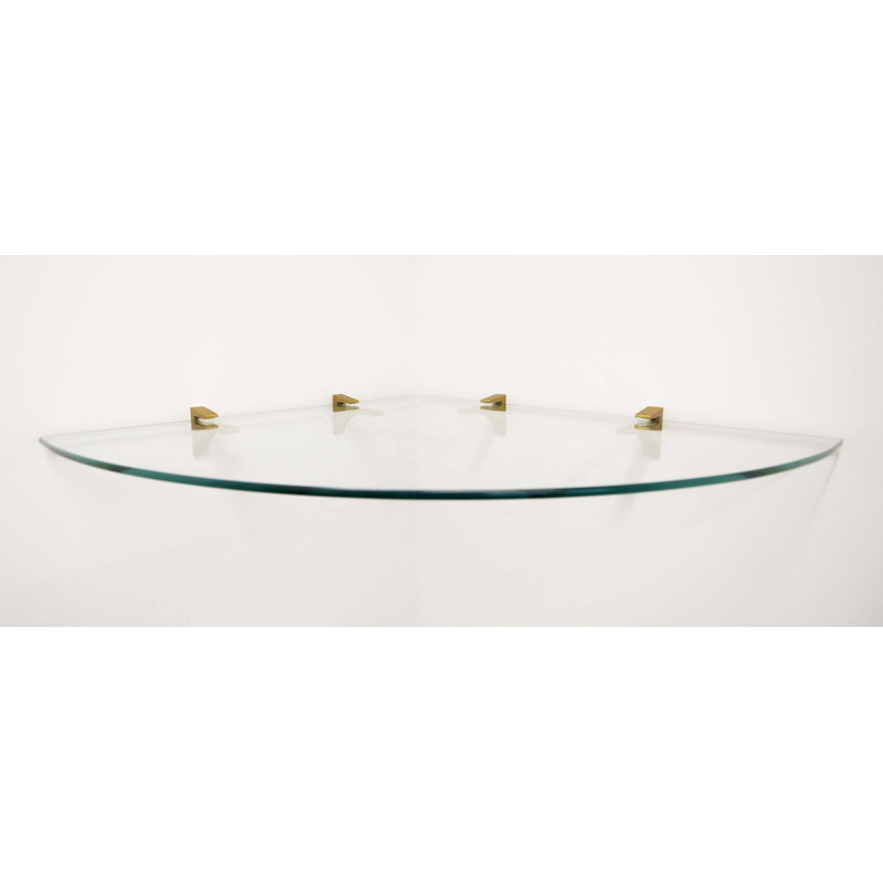 Glass Corner Shelf, Brass