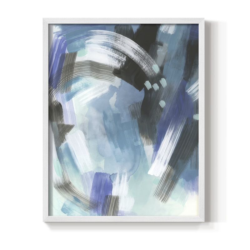 Aquatic Crosshatch I, reproduction encadrée - bois massif, H 11 po x l 9 po, Blanc